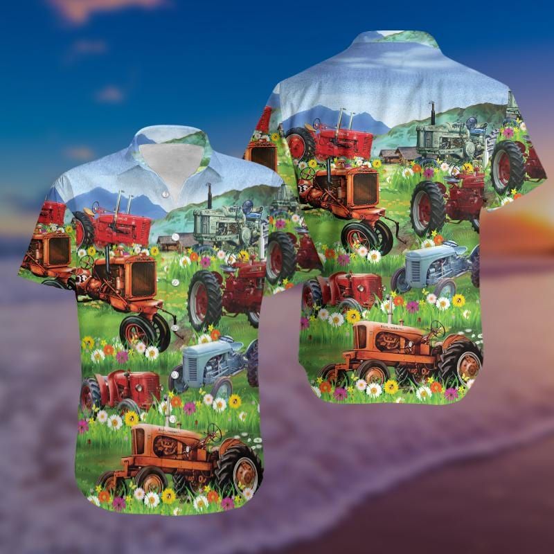 Felacia [Hawaii Shirt] Amazing Red Tractors In Beautiful Place Unisex Hawaiian Aloha Shirts-ZX2771